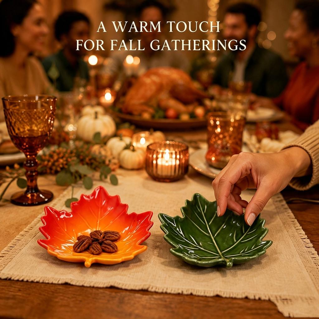 Ceramic Leaf-Shaped Plate for Serving Appetizers and Snacks