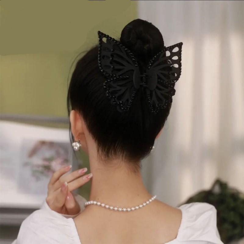 New Butterfly Big Hair Claws Fashion Barrettes Acrylic shining Double Layer Hair Accessories for Girls Claw Clip