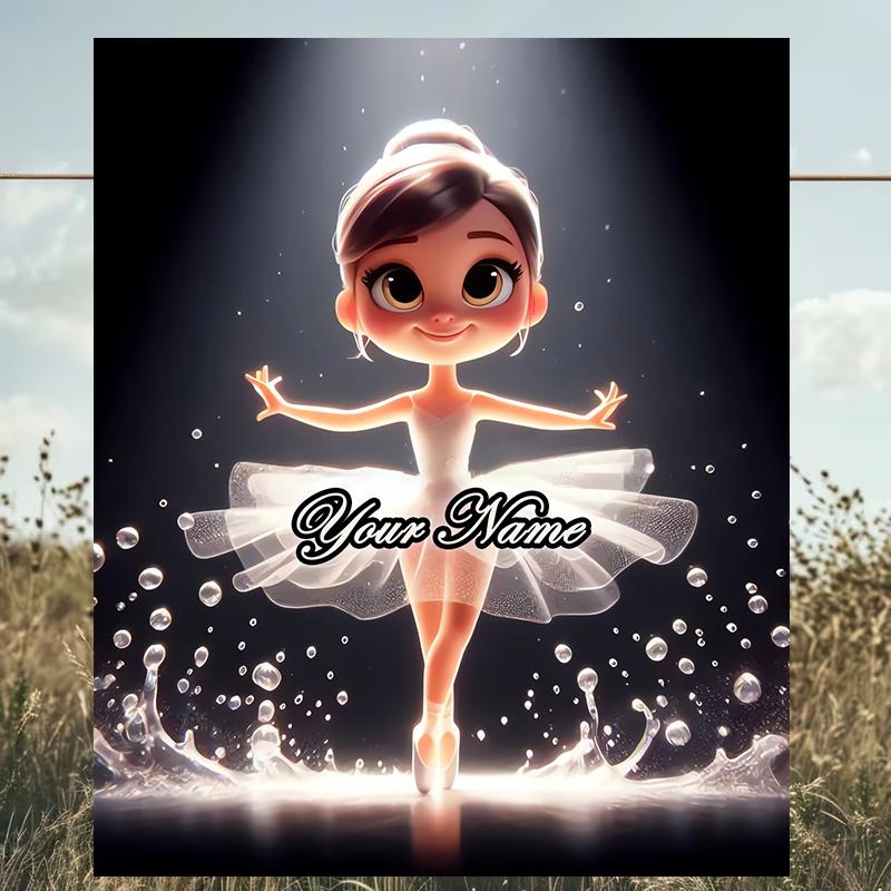 1PC Custom Name Ballerina Dreams Spotlight outdooor Flannel blankets Patterns Throw Blanket All-Season Soft Gift for Couch, Bed, Camping gifts
