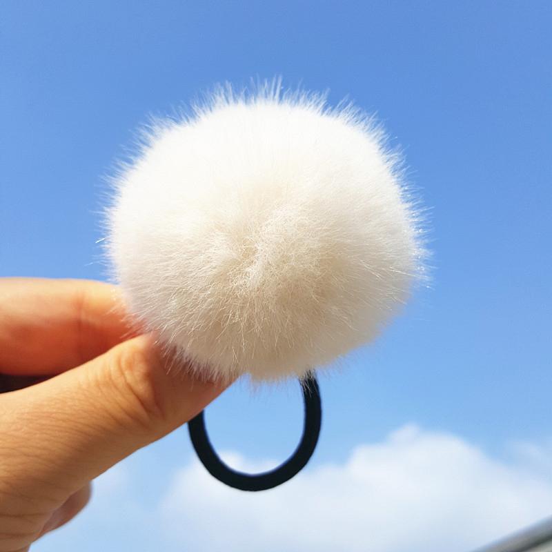 Candy Color Imitation Rabbit Fur Pompoms Elastic Hair Rubber Band Scrunchie Women Plush Hair Rope Autumn Winter Hair Accessories