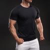 Solid Color American Style Casual Short-sleeved T-shirt Fashion Sports Slim Elastic Fitness Outdoor Round Neck T-shirt
