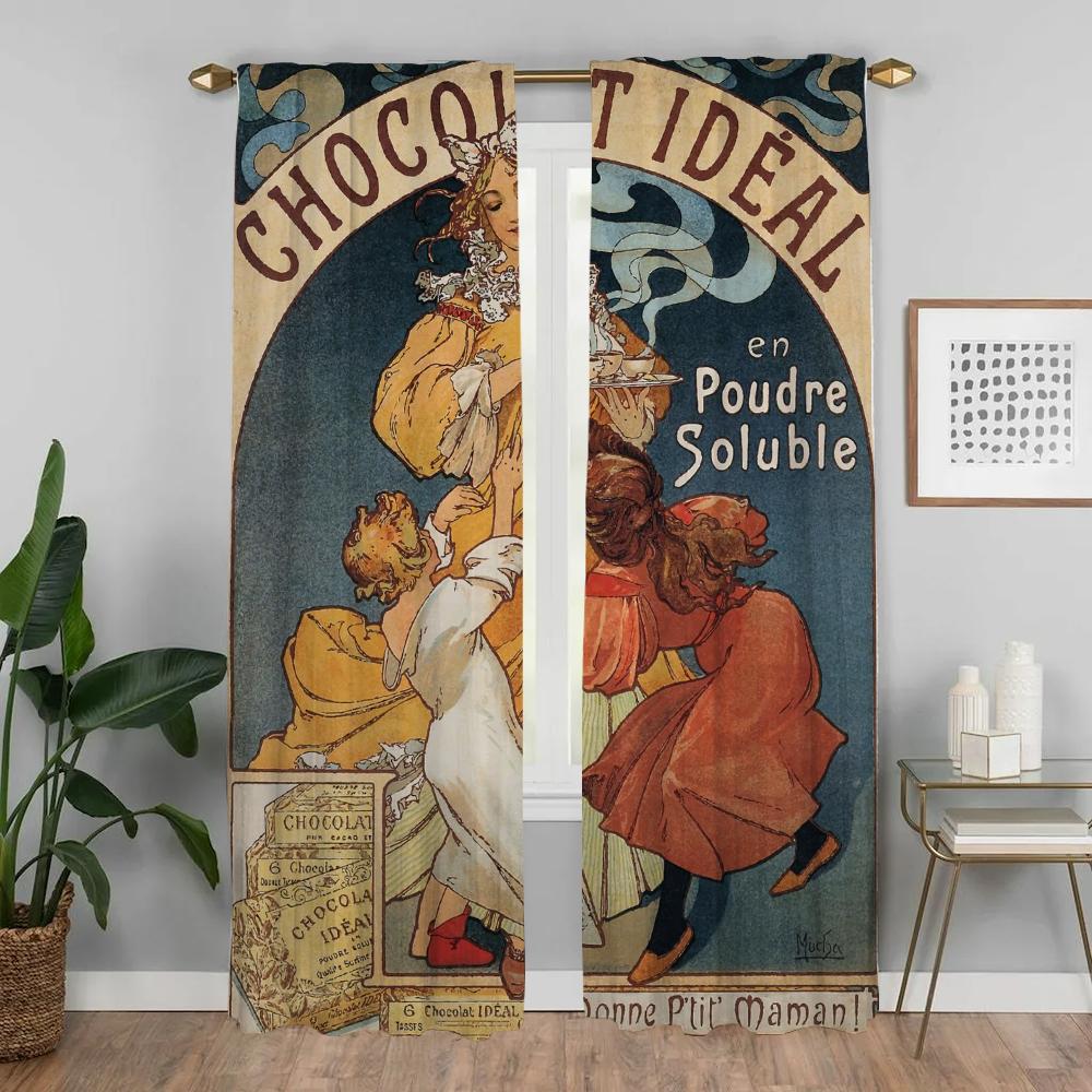 Alphonse Mucha Curtains Living Room Curtain Panel Blinds Halloween Decoration Home Interior Partition For Made Of Polyester
