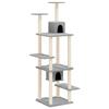 171688 vidaXL Cat Tree with Sisal Scratching Posts Light Grey 176 Cm