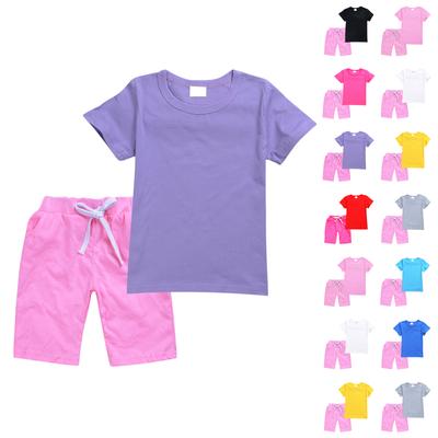 Girls' 2-Piece Set - Solid Color Tee & Shorts Outfit