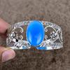 Blue Chalcedony Gemstone 925 Sterling Silver Cuff Bangle Adjustable KKG-1049