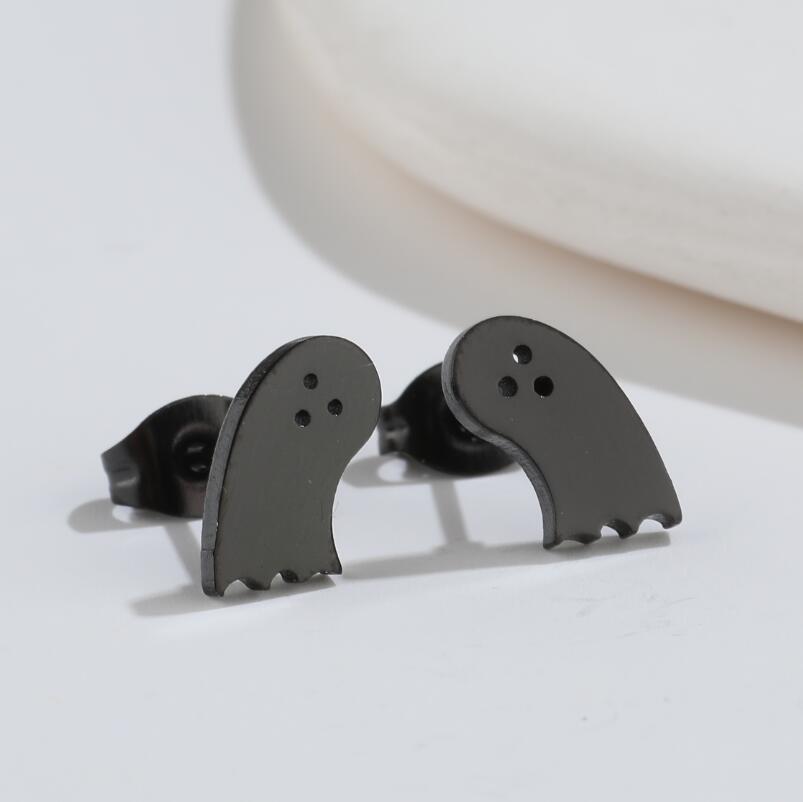 Halloween Bat Stainless Steel Stud Earrings - Minimalist Animal Design for Women, Vintage Christmas Mini Earrings