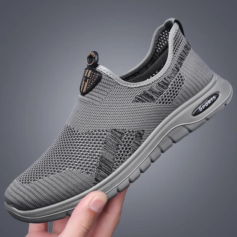 Summer Men Casual Shoes Breathable Knit Leisure Sport Shoes Young Man Cool Slip-on Loafers