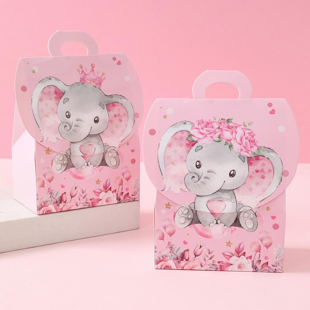 Rosa Elefant Geschenkboxen Geburtstag Hochzeit Party Dekoration für Zuhause Geschenktaschen Happy Birthday Babyparty Partyzubehör