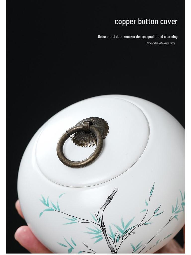 Ceramic Tea Caddy Souvenir: Small Moisture-Proof Jar for Pu-erh & White Tea, Ideal Gift with Logo