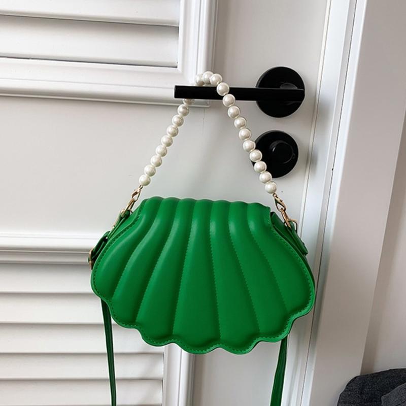 Women Pearl Chain Handbag Fashion Seashells Evening Bag Trendy Shoulder Crossbody Bag Girls All-matching Messenger Bag