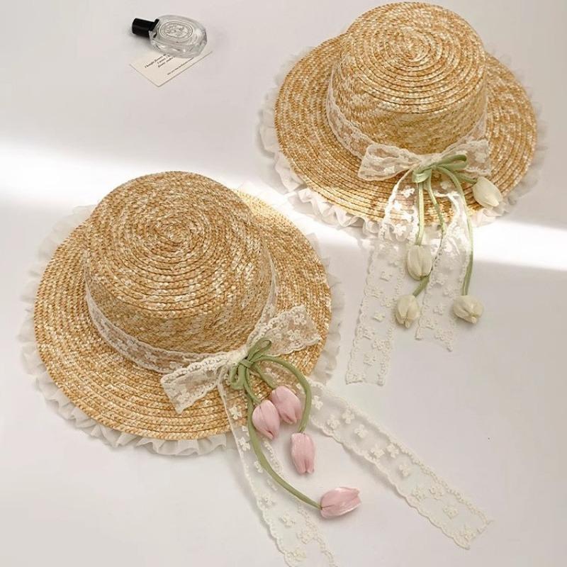 Straw Hat Women's Summer Sun Protection Hat Big Brim Sun Hat Seaside Vacation Beach Sun Hat Streamer Bow Cool Hat