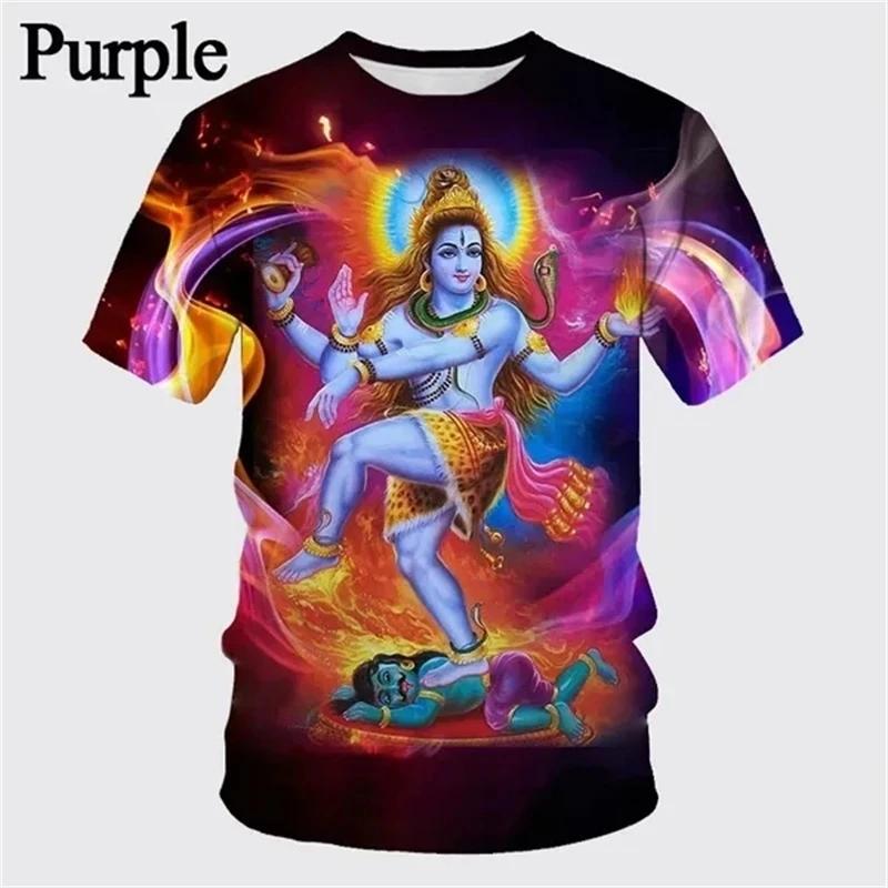 Latest Fashion Hindu God Shiva 3D Printed Men's T-shirt Summer Cool and Casual O-neck Short Sleeve T-shirt