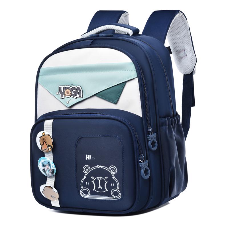 

Student Schoolbag Girl s Color Contrast Large Capacity Multi-Compartment Lightweight Backpack темно-синього кольору