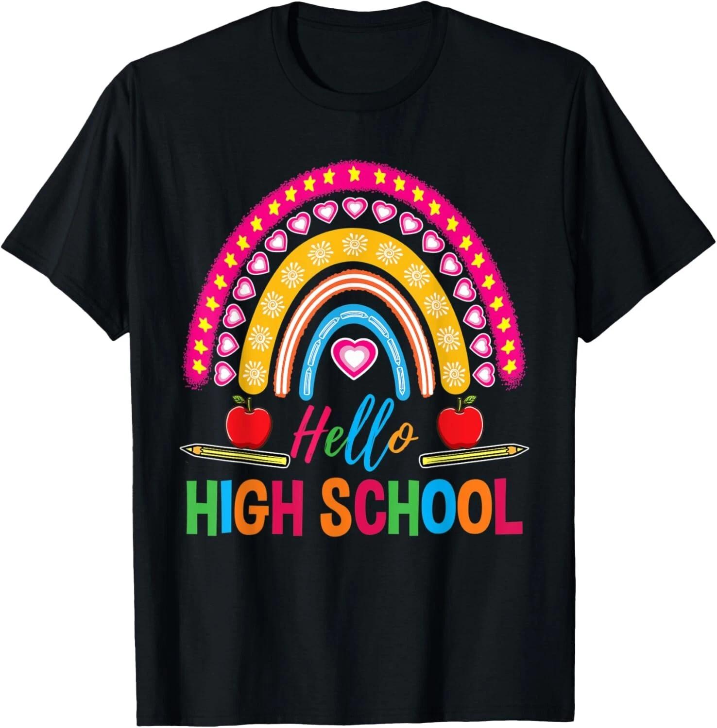 

Hello High School Teacher Rainbow Tee Gift Unisex T-Shirt 2XL