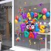Decorative Window Decals Happy Fools' Day Glass Sticker, Clown Balloon Static Cling, Stickers Removable Festive Decal for April Decoration Sticker