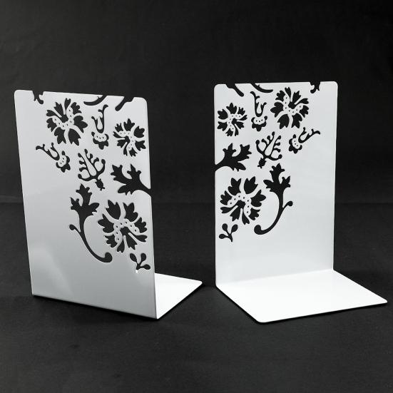 2 Pcs Metal Bookends L-Shaped Reinforced Support Book Holder with Non-Slip Pads
