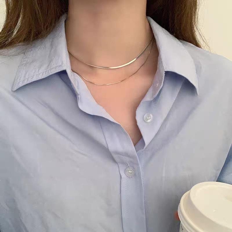 Non-fading, double-layered snake bone thin necklace for women, niche design, high-end, plain chain lock, sweet and cool bone chain