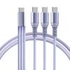 Triple Port USB C Chargers Cable 120cm Nylon Braided Cord Simultaneous Charging for Smartphones Tablets