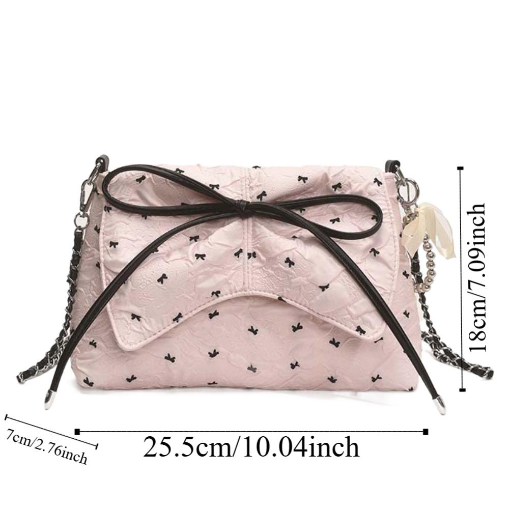 Ribbon Pendant Bow PU Shoulder Pouch Sweet Women Crossbody Bag Shopping French Chain Bag  Women