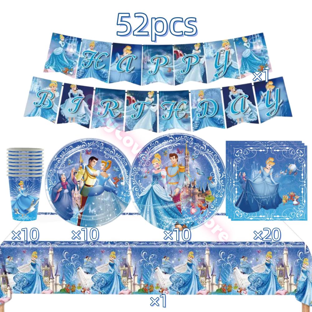 Cinderella Birthday Party Decoration Princess Balloons Cups Plates Banner For Girls Party Favor Gifts Baby Shower Photo Props