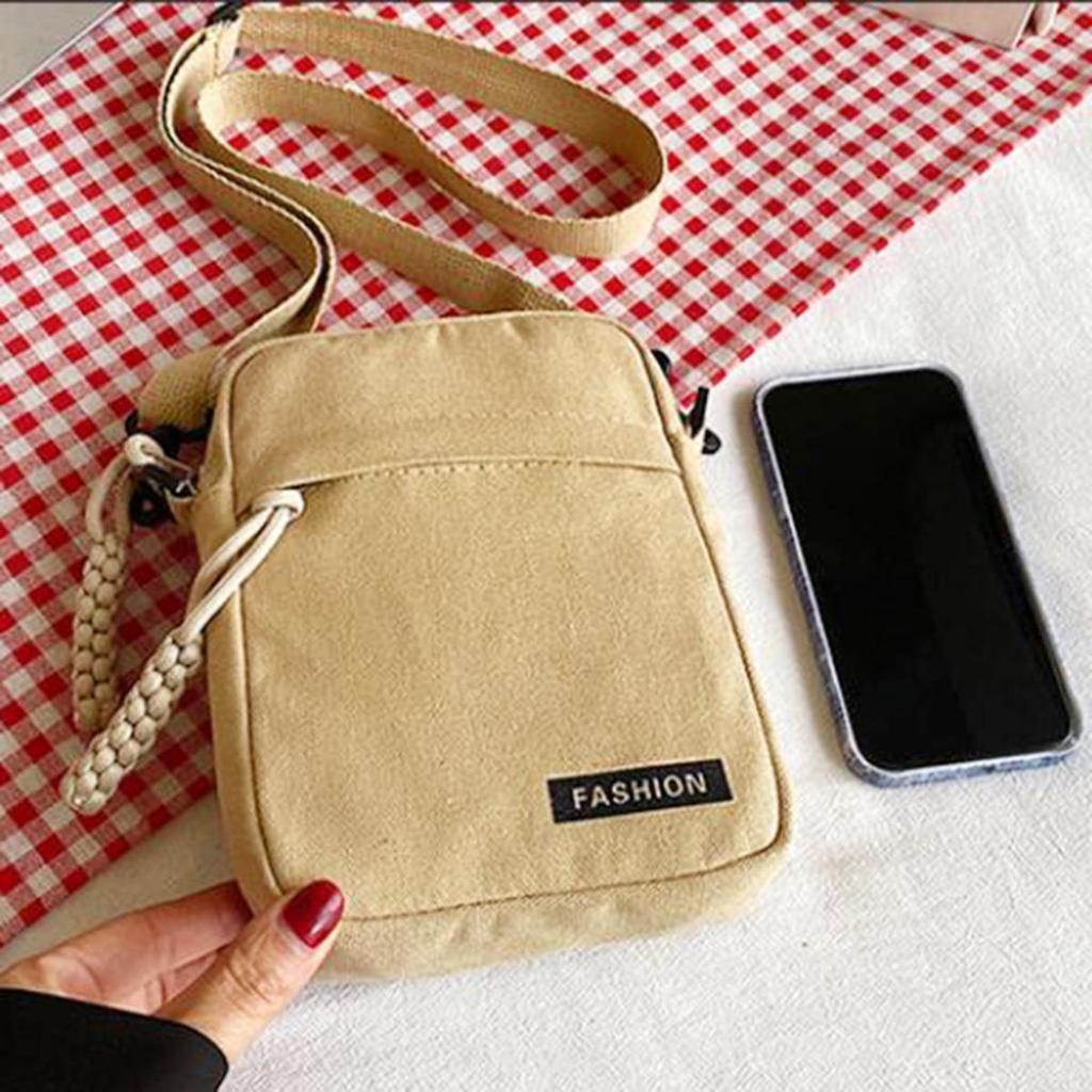 Mini Canvas Crossbody Pouch Fashion Lightweight Vertical Shoulder Bag for Women Versatile Everyday Small Square Bag