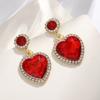 Heart Shape Alloy Earrings With Colorful Crystals For Women Spring Fashion