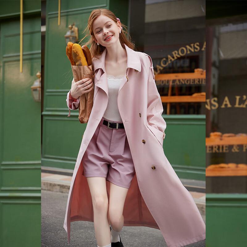 Bailuyu Damen Britischer Stil Doppelreihiger Langer Trenchcoat mit Abnehmbarem Gürtel (Frühjahrskollektion 2026)