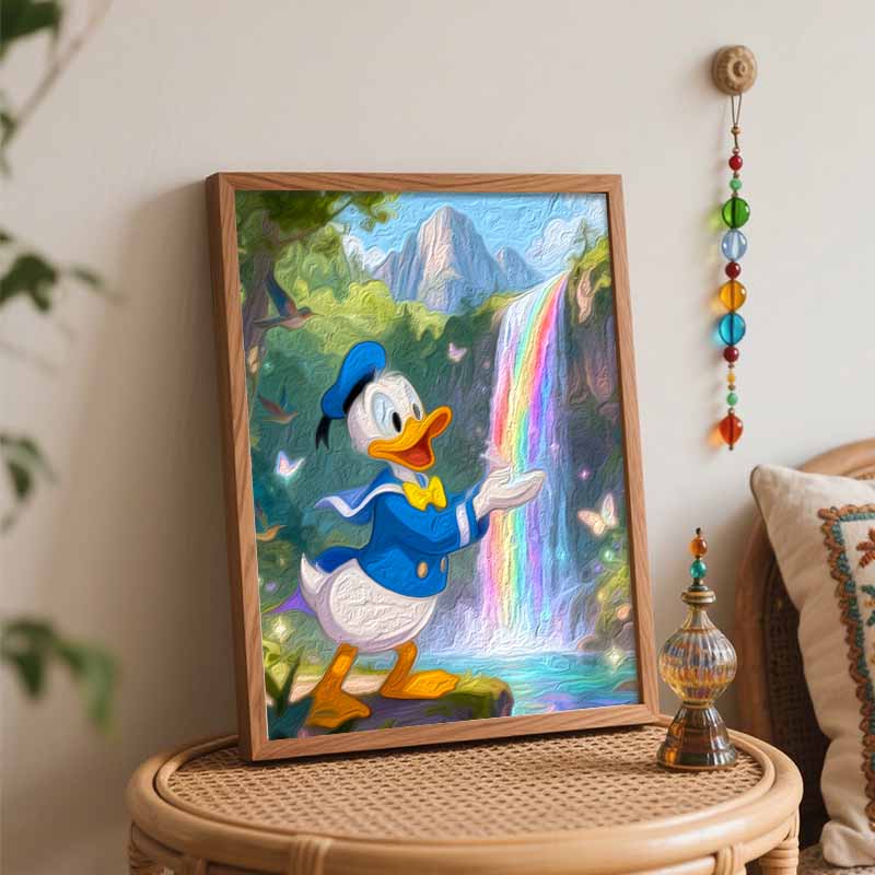 Disney Donald Duck Rainbow Waterfall Digital Oil Painting Art Kit Handmade Coloring Painting Home Decor