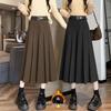 Women's High Waist Retro A-Line Wool Skirt - Long, Versatile, Pleated Winter Design