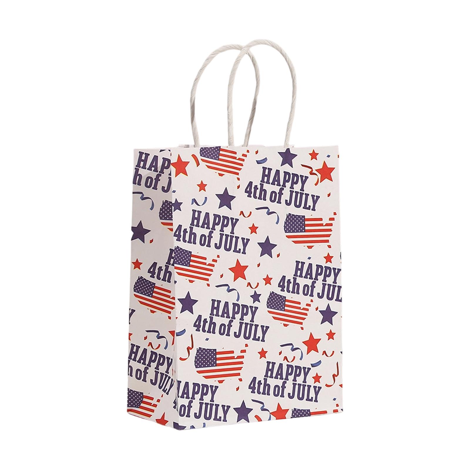 US Independence Day Themed Gift Packaging Bags Kraft Paper Bags Holiday Handbags One Size