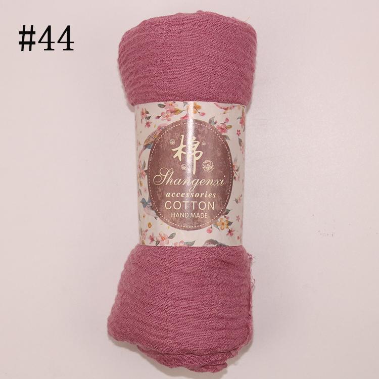 Muslim Women Solid Color Scarf Shawl Cotton Crinkle Hijab