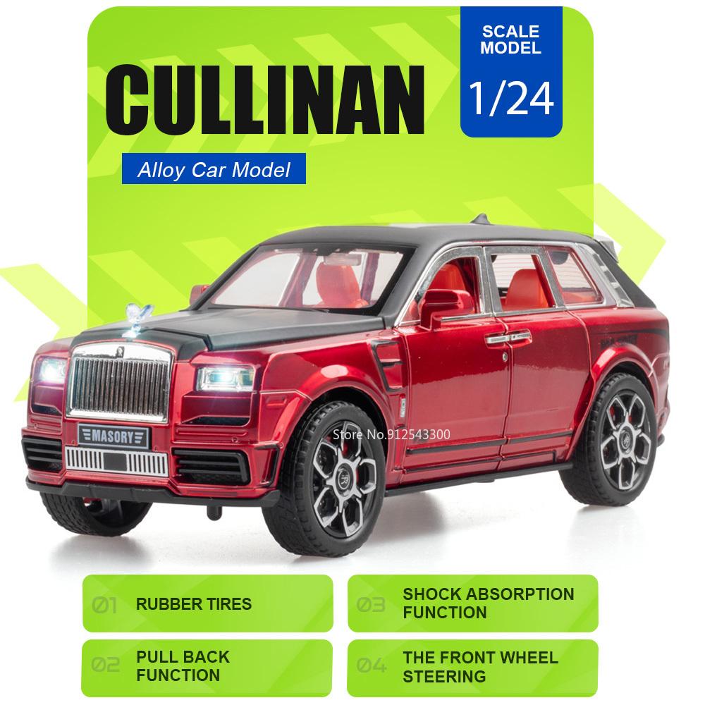 1:24 Cullinan Phantom Car Model Toy Doors Opened Shock Absorption Cars Front Wheel Steer Pull Back Vehicle Hobby Collections