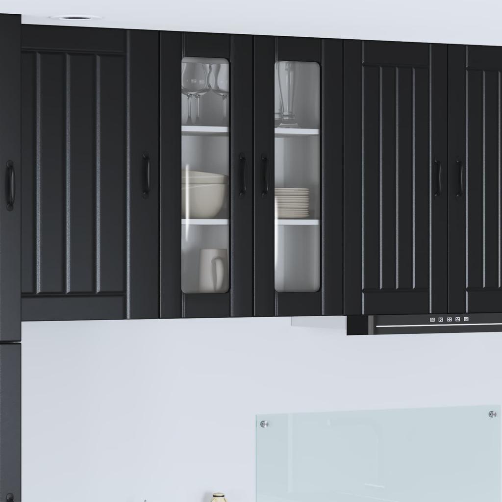 Wall Mounted Glass Cabinet LUCCA Black 60 x 31 x 80 cm Particleboard
