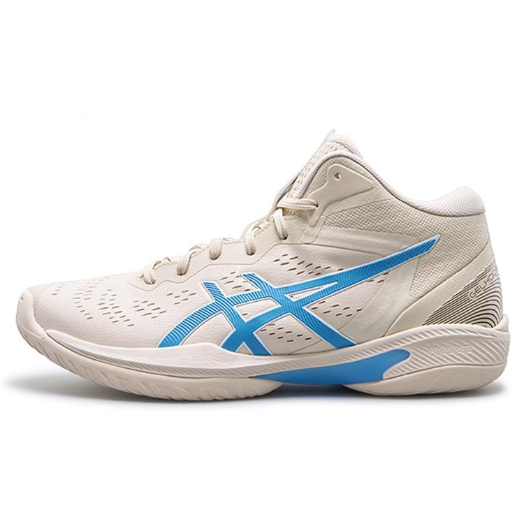 Nové prodyšné basketbalové boty Asics GELHOOP V16 s vysokým svrškem a podporou, unisex, béžové modré 1063A090-250