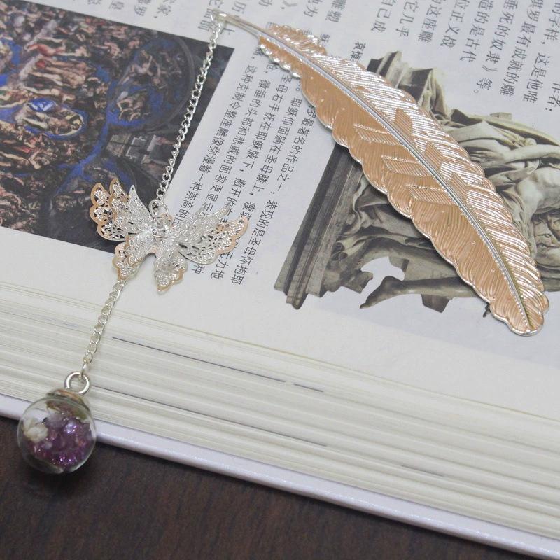 Chinese Cross-border Metal Feather Bookmark: Classical Leaf Vein Design, Creative Stationery, Ancient Style Cultural Gift