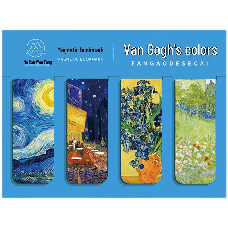 Set mit 4 magnetischen Lesezeichen mit weltberühmten Gemälden: Monet & Van Gogh