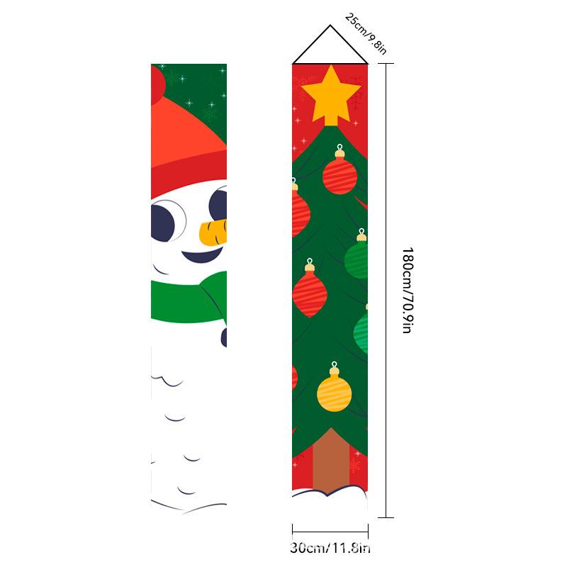 New Christmas Couplets Santa Claus Soldier Outdoor Decoration Door Curtain Hanging Flag 300D Oxford Cloth Christmas Decoration