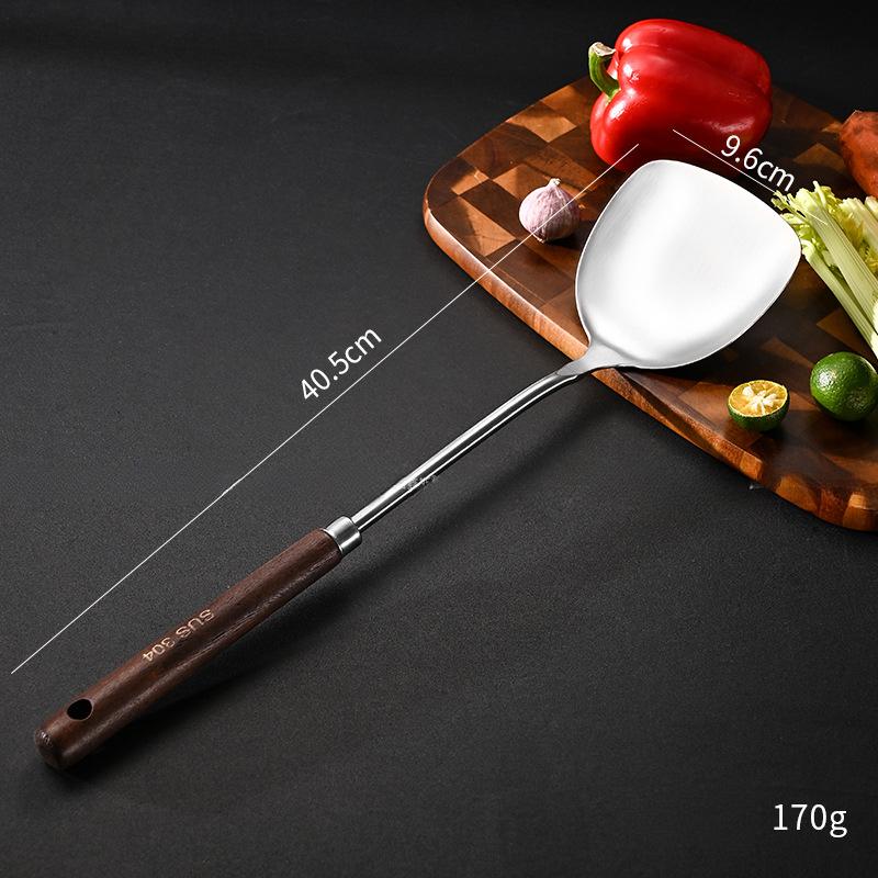 304 Stainless Steel Spatula Ladle Skimmer Set Vintage Wooden Handle High Temp Resistant Kitchen Cooking Utensils