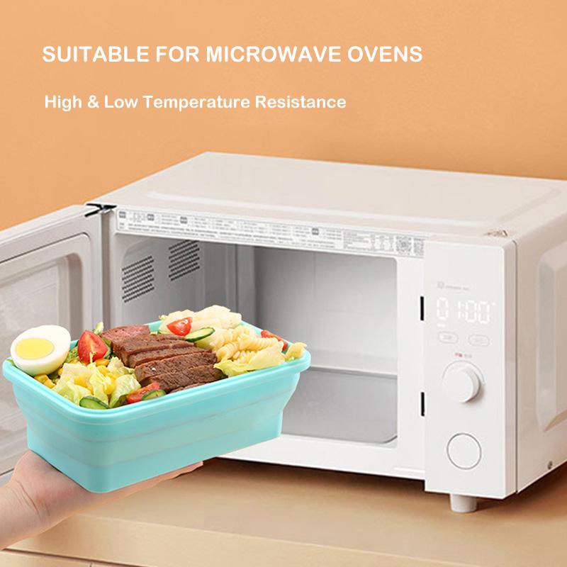 1200ML Silicone Foldable Lunch Box Collapsible Food Storage Container Bento BPA Free Microwavable Portable Picnic Rectangle Box