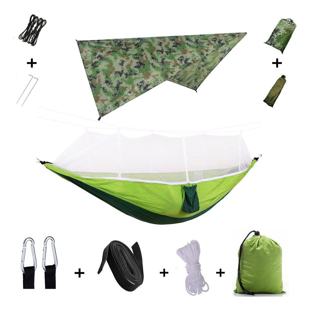 Anti Outdoor Camping Hammock With Mosquito Net And Rain Tent Equipment Supplies Shelters Camp Bed Survival Portable Hammock Soft and Comfortable