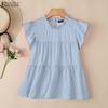 Women Casual Round Neck Sleeveless Loose Stripe Tank Tops