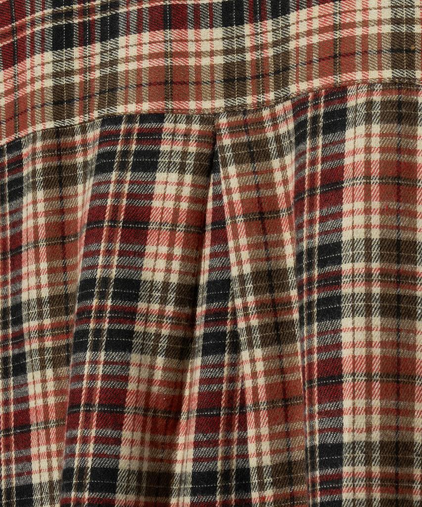 STANDARDERROR 87-Stan134 Soft Misty Oversized Pocket Long Sleeve Check Shirt Red
