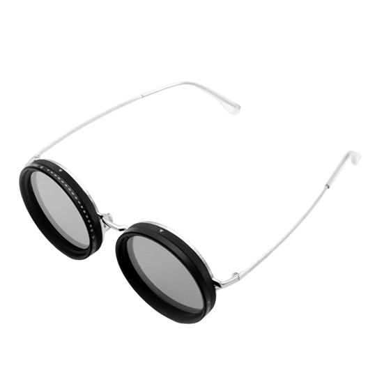 Round Polarized Glasses with ND Filter Lenses 1-9 Gears Adjustable Tint Sunglasses UV Protection Men Beach Fishing Driving Cycling Glasses Eyewear