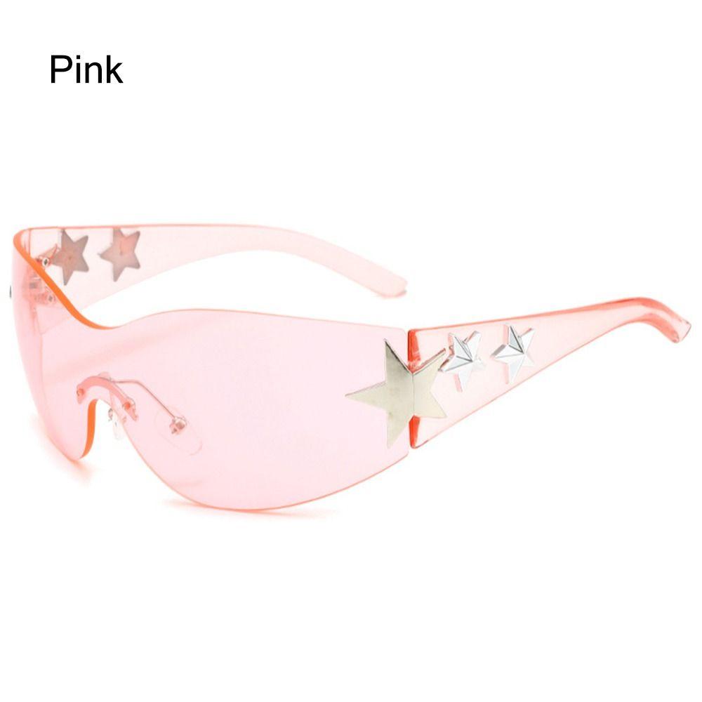 

Rimless Y2K Sunglasses Aesthetic Shades Fashion 2000S Accessories for Women Pink