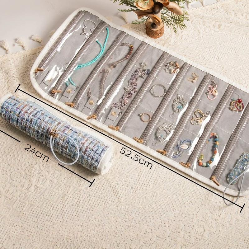 Schmuckaufbewahrungstasche Verschleißfestes Material Mehrere Fächer Entwickelt zum Aufbewahren von Halsketten Armbändern Schmuckarmbändern Ringen