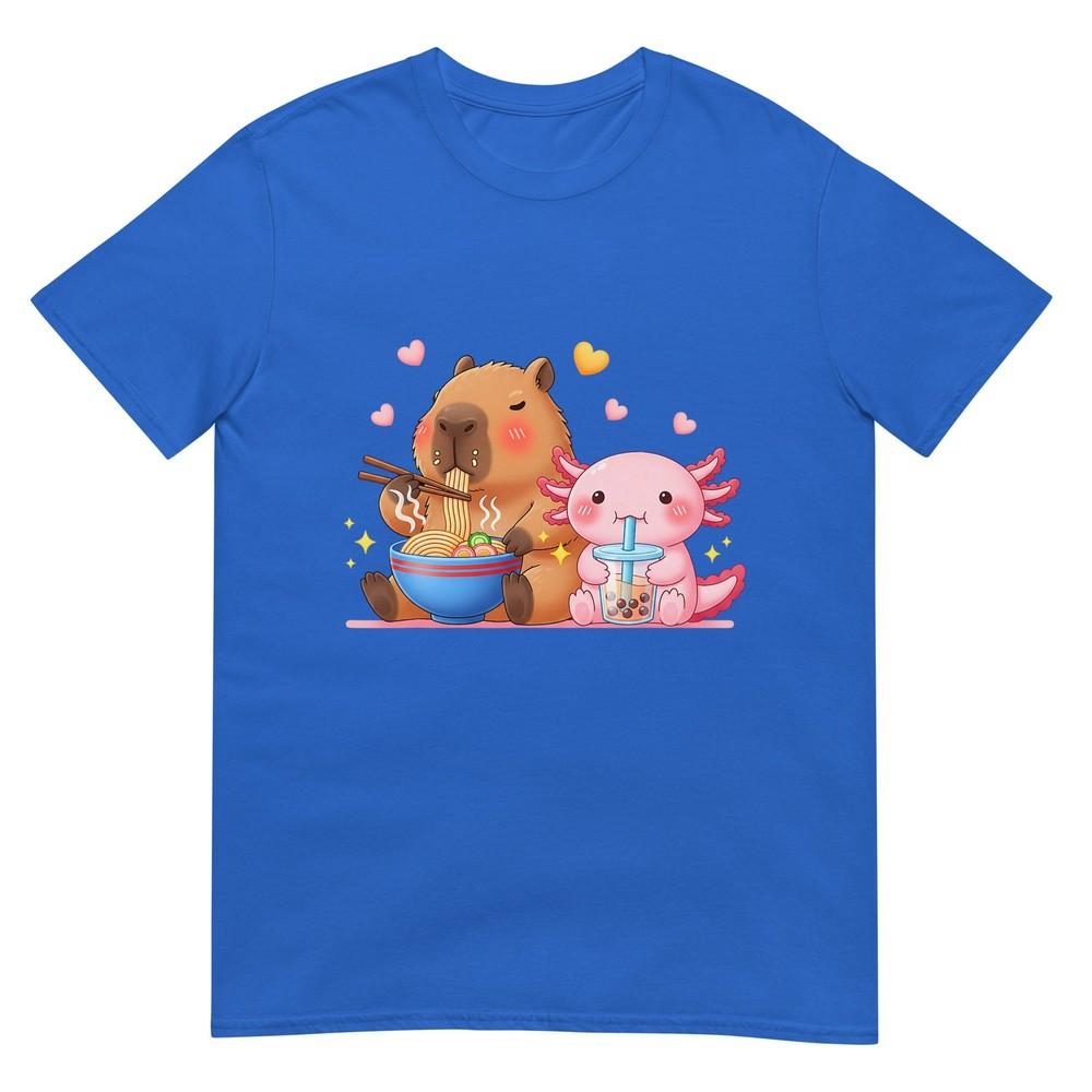 Cute Capybara Raunisex And Axolotl Boba Kawaii Boys Girls Kids Tshirt