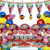 Sesame Street Birthday Party Tableware Set: Disposable Plates, Cups, and Cute Balloons for Kids' Celebrations.