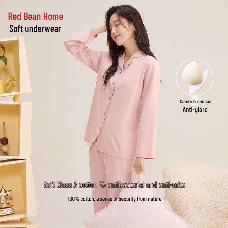 Hodo Home Women's Cotton Homewear Set with Built-in Bra Pads - Autumn/Winter Collection