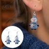 Acrylic Hangtag Earrings 1 Pair Cute Christmas Snowman Dangle Drop Earrings, Striped Design Hook Winter Holiday Party Jewelry for Women Anti-rust Ear