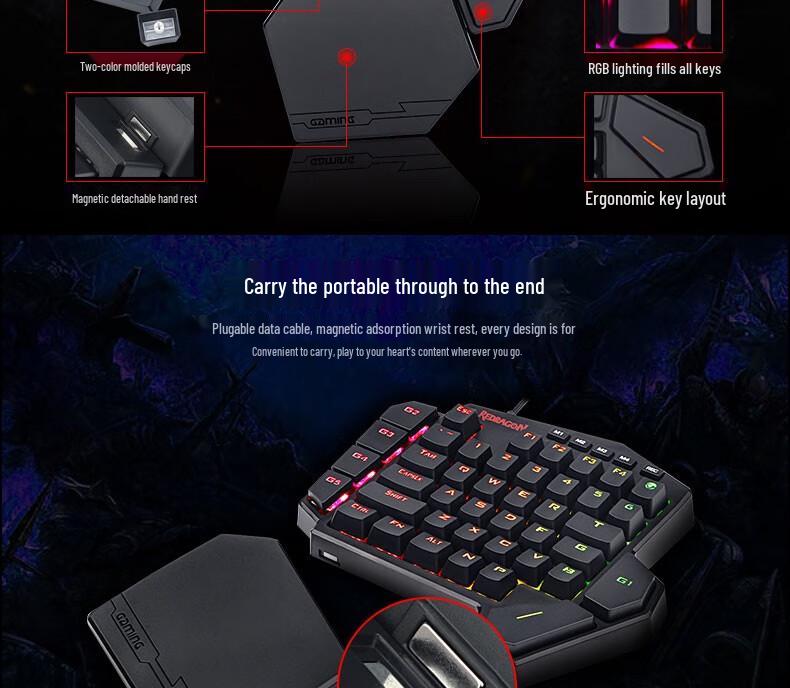 Redragon K585 Dual-Mode Hot-Swappable Mechanical Gaming Keypad with Onboard Macro Programming
